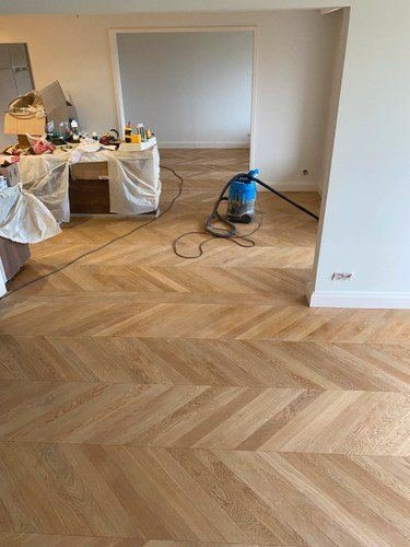 Parquet en chevron en fin de pose